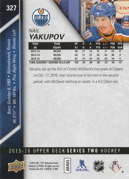 2015-16 Upper Deck - Silver Foilboard #327 Nail Yakupov Back
