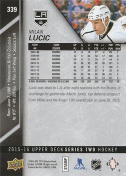 2015-16 Upper Deck - Silver Foilboard #339 Milan Lucic Back