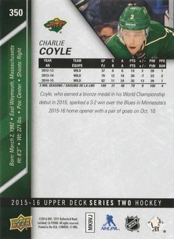 2015-16 Upper Deck - Silver Foilboard #350 Charlie Coyle Back