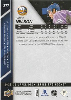 2015-16 Upper Deck - Silver Foilboard #377 Brock Nelson Back