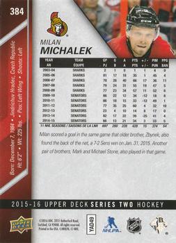 2015-16 Upper Deck - Silver Foilboard #384 Milan Michalek Back