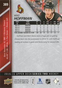 2015-16 Upper Deck - Silver Foilboard #389 Mike Hoffman Back