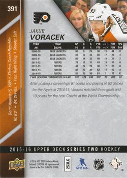 2015-16 Upper Deck - Silver Foilboard #391 Jakub Voracek Back