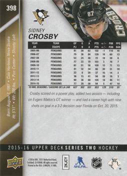 2015-16 Upper Deck - Silver Foilboard #398 Sidney Crosby Back