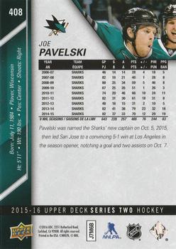 2015-16 Upper Deck - Silver Foilboard #408 Joe Pavelski Back