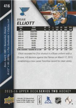 2015-16 Upper Deck - Silver Foilboard #416 Brian Elliott Back