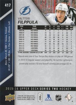 2015-16 Upper Deck - Silver Foilboard #417 Valtteri Filppula Back