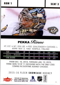 2015-16 Fleer Showcase - Flair Showcase #3 Pekka Rinne Back