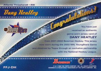 2001-02 Bowman YoungStars - Fabric of the Future Jersey #FFJ-DH Dany Heatley Back