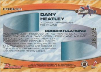 2001-02 Bowman YoungStars - Fabric of the Future Double Stuff #FFDS-DH Dany Heatley Back
