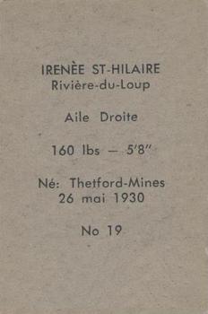 1952-53 Bedard & Donaldson (Bas Du Fleuve) LSLHL #19 Irenee St. Hilaire Back