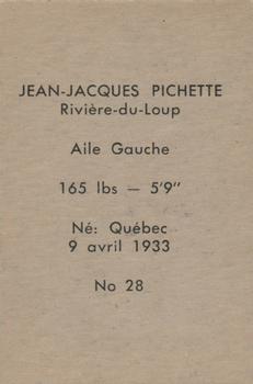 1952-53 Bedard & Donaldson (Bas Du Fleuve) LSLHL #28 Jean-Jacques Pichette Back