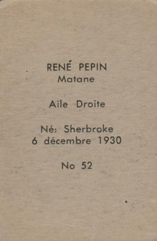 1952-53 Bedard & Donaldson (Bas Du Fleuve) LSLHL #52 Rene Pepin Back