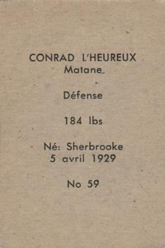 1952-53 Bedard & Donaldson (Bas Du Fleuve) LSLHL #59 Conrad L'Heureux Back