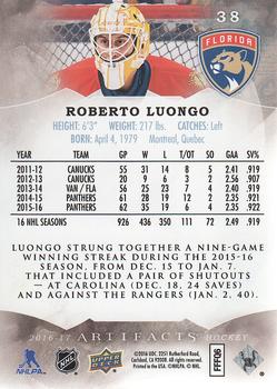 2016-17 Upper Deck Artifacts #38 Roberto Luongo Back