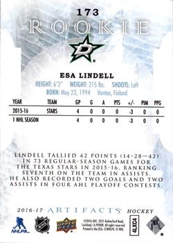 2016-17 Upper Deck Artifacts #173 Esa Lindell Back