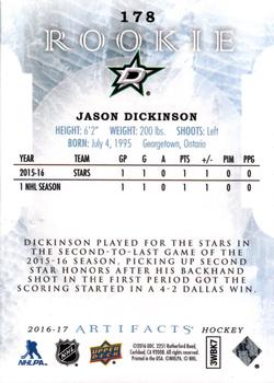 2016-17 Upper Deck Artifacts #178 Jason Dickinson Back