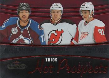 2015-16 Fleer Showcase - Red Glow #112 Andreas Martinsen / Paul Thompson / Tomas Nosek Front
