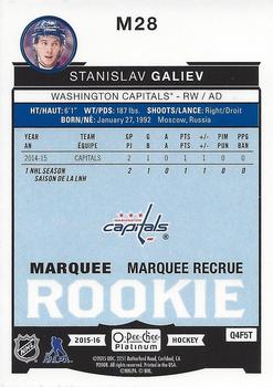 2015-16 O-Pee-Chee Platinum - Marquee Rookies #M28 Stanislav Galiev Back