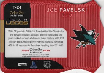 2015-16 O-Pee-Chee Platinum - Team Logo Die Cuts #T-24 Joe Pavelski Back