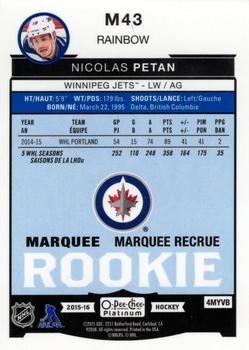 2015-16 O-Pee-Chee Platinum - Marquee Rookies Rainbow #M43 Nicolas Petan Back
