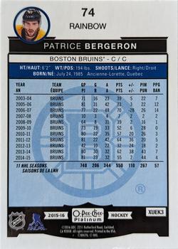 2015-16 O-Pee-Chee Platinum - Rainbow #74 Patrice Bergeron Back
