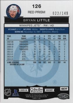 2015-16 O-Pee-Chee Platinum - Red Prism #126 Bryan Little Back