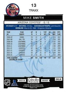 2015-16 O-Pee-Chee Platinum - Traxx #13 Mike Smith Back