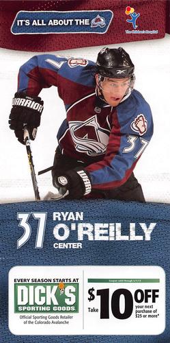 2010-11 Dick's Sporting Goods Colorado Avalanche #NNO Ryan O'Reilly Front