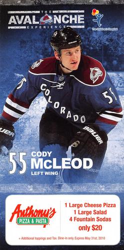 2009-10 Anthony's Pizza Colorado Avalanche #NNO Cody McLeod Front