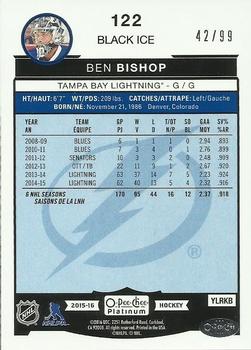 2015-16 O-Pee-Chee Platinum - Black Ice #122 Ben Bishop Back