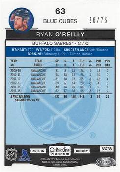 2015-16 O-Pee-Chee Platinum - Blue Cubes #63 Ryan O'Reilly Back