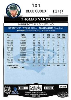 2015-16 O-Pee-Chee Platinum - Blue Cubes #101 Thomas Vanek Back
