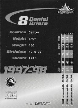 1997-98 SplitSecond Springsfield Falcons (AHL) #NNO Daniel Briere Back
