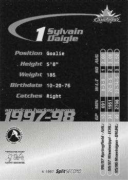 1997-98 SplitSecond Springsfield Falcons (AHL) #NNO Sylvain Daigle Back