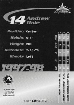1997-98 SplitSecond Springsfield Falcons (AHL) #NNO Andrew Dale Back