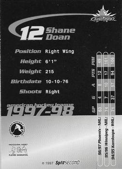 1997-98 SplitSecond Springsfield Falcons (AHL) #NNO Shane Doan Back