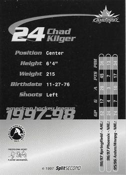 1997-98 SplitSecond Springsfield Falcons (AHL) #NNO Chad Kilger Back