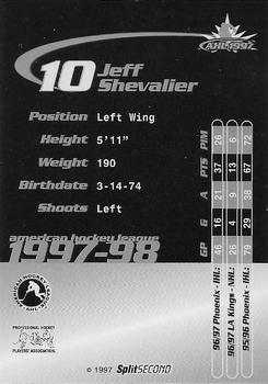 1997-98 SplitSecond Springsfield Falcons (AHL) #NNO Jeff Shevalier Back
