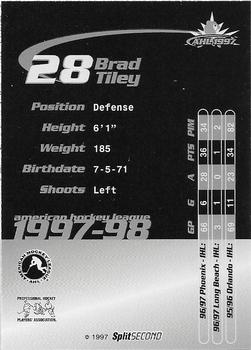 1997-98 SplitSecond Springsfield Falcons (AHL) #NNO Brad Tiley Back