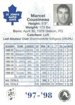 1997-98 St. John's Maple Leafs (AHL) #8 Marcel Cousineau Back
