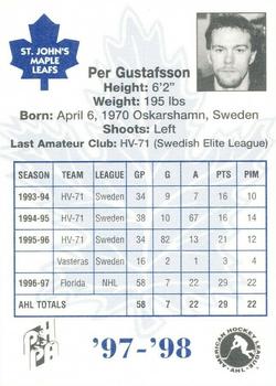 1997-98 St. John's Maple Leafs (AHL) #12 Per Gustafsson Back