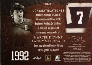 2015-16 Leaf In The Game Enshrined - Class Of #CO-17 Marcel Dionne / Lanny McDonald Back