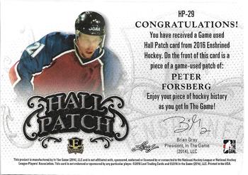 2015-16 Leaf In The Game Enshrined - Hall Patch Silver #HP-29 Peter Forsberg Back