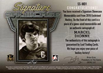 2015-16 Leaf In The Game Enshrined - Signature Showcase Silver Spectrum #SS-MD1 Marcel Dionne Back