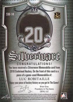 2015-16 Leaf In The Game Enshrined - Silverware Blue Spectrum #SW-14 Luc Robitaille Back
