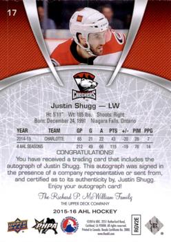 2015-16 Upper Deck AHL - Autographs #17 Justin Shugg Back