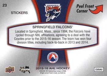 2015-16 Upper Deck AHL - Wordmark Logo Stickers #23 Springfield Falcons Back