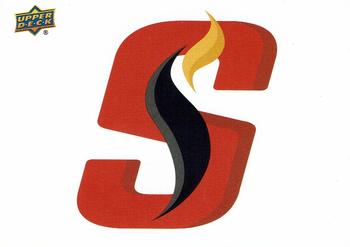 2015-16 Upper Deck AHL - Wordmark Logo Stickers #25 Stockton Heat Front