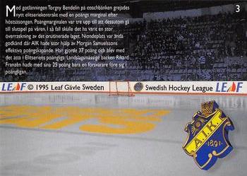 1995-96 Leaf Elit Set (Swedish) #3 Season Stats AIK Back